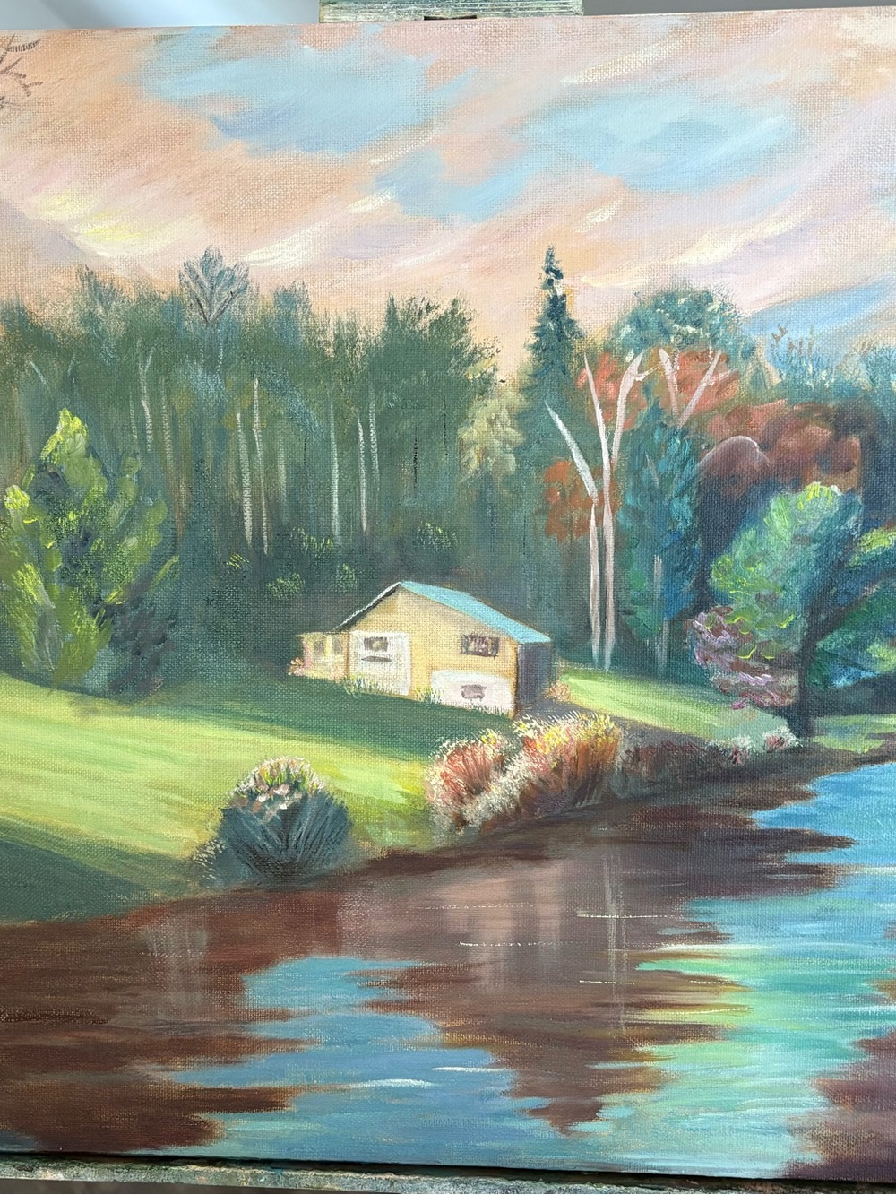 Original Landscape Wall Art - Yellow Cottage Scene